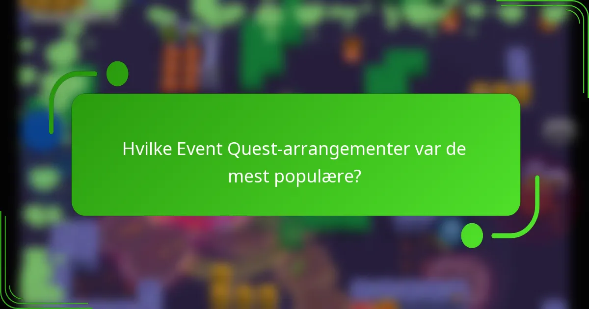 Hvilke Event Quest-arrangementer var de mest populære?